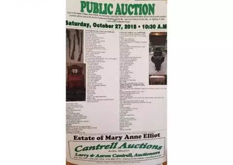 Estate Auction/Antiques Archie, Mo 10/27